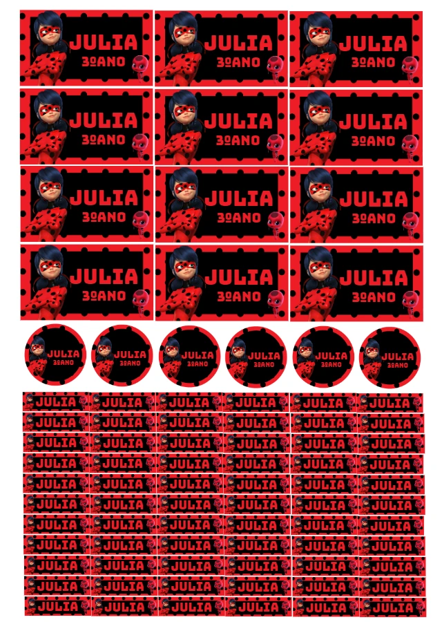 Etiqueta Escolar Lady Bug Miraculous para Editar Online