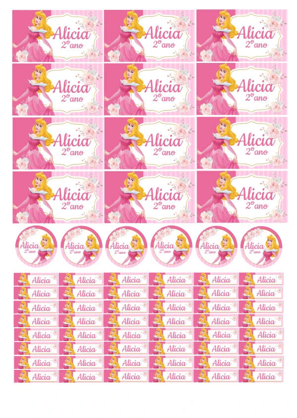 Kit Etiqueta Escolar Princesa Aurora para Editar Online