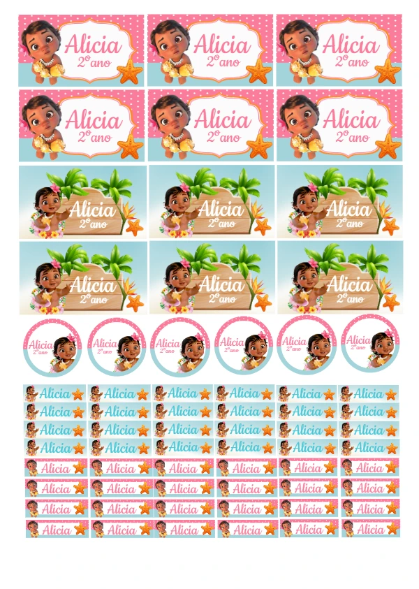 Kit de Etiquetas Escolares Moana Baby Editável Online
