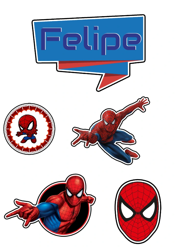 Topo de Bolo Homem Aranha para Editar e Imprimir