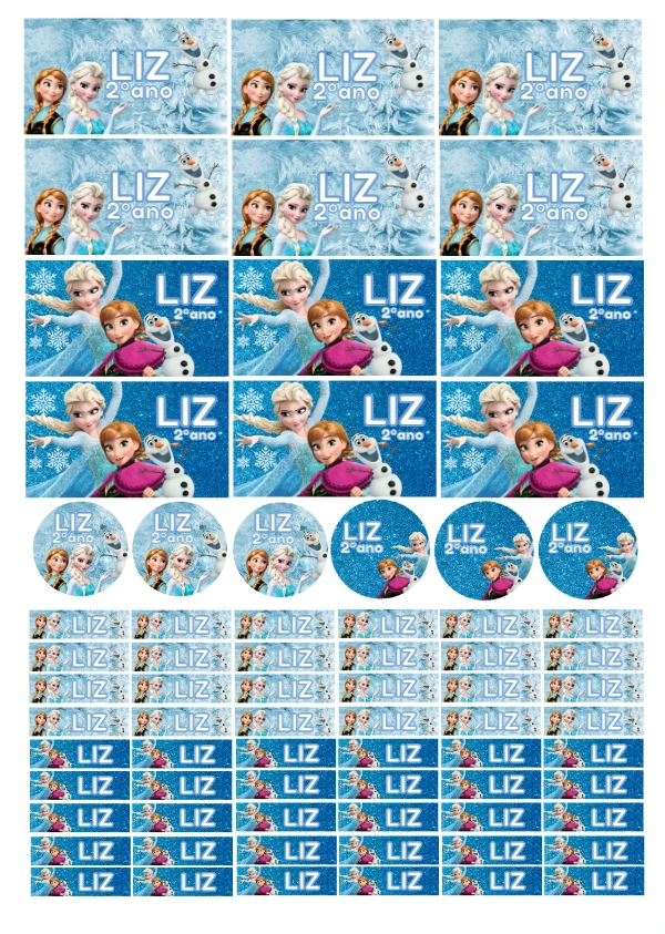 Etiqueta Escolar Frozen com Personagens para Editar Online