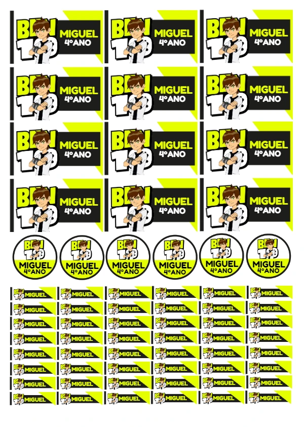 Kit de Etiquetas Escolares Ben 10 Editável Online para Imprimir