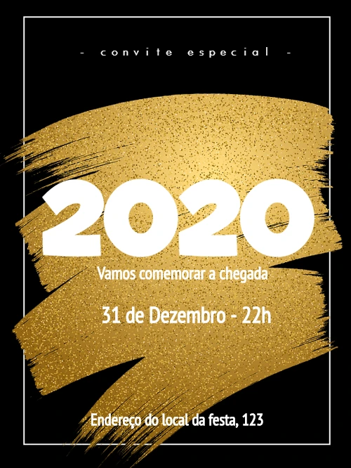 Convite de Ano Novo Dourado Elegante para Editar Online