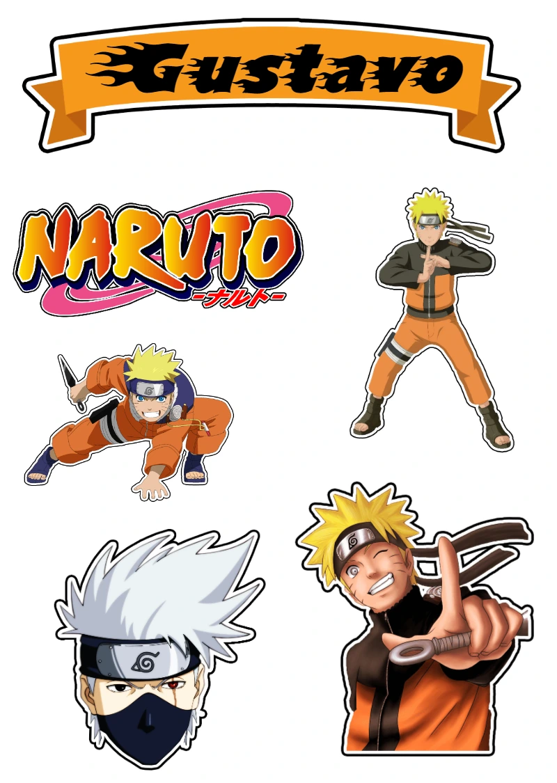 Topo de Bolo Naruto com Personagens para Editar Online