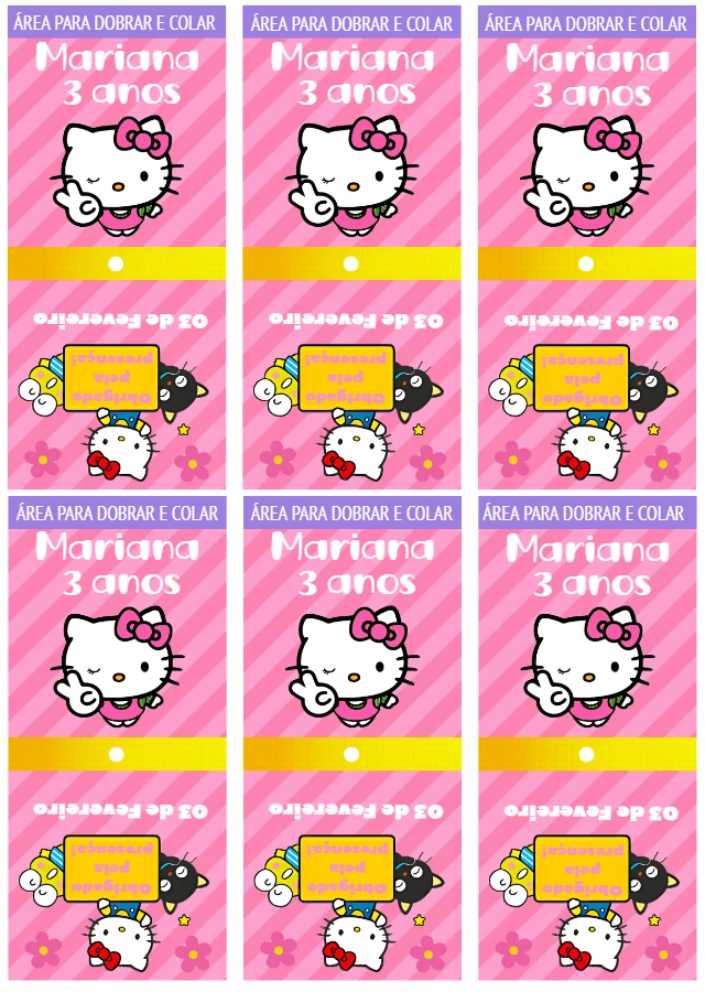 Capa para Pirulito Hello Kitty Aniversário para Editar Online