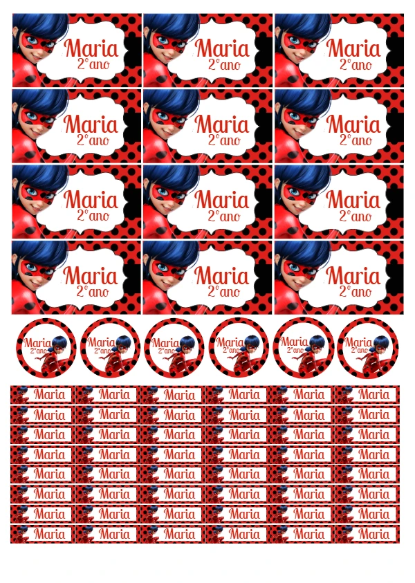 Etiquetas Escolares Miraculous Ladybug para Editar Online