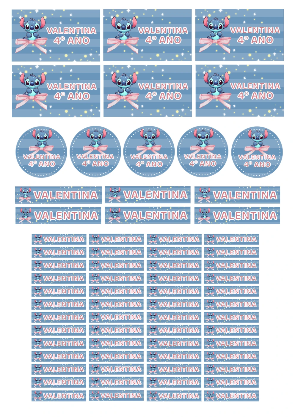 Etiqueta Escolar do Stitch para Editar e Imprimir Online