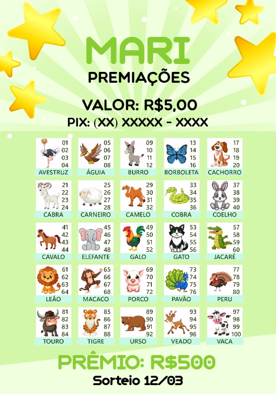 Rifa de Bichos com Animais para Editar e Imprimir Online