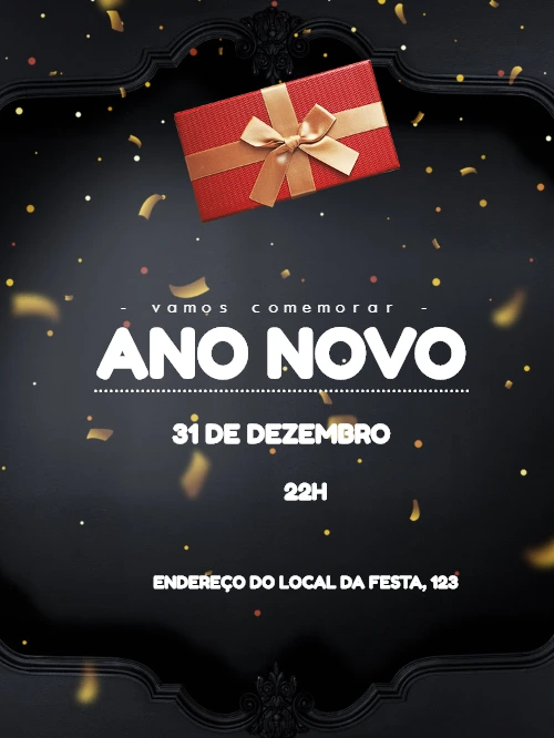 Convite de Ano Novo Elegante com Presente para Editar Online