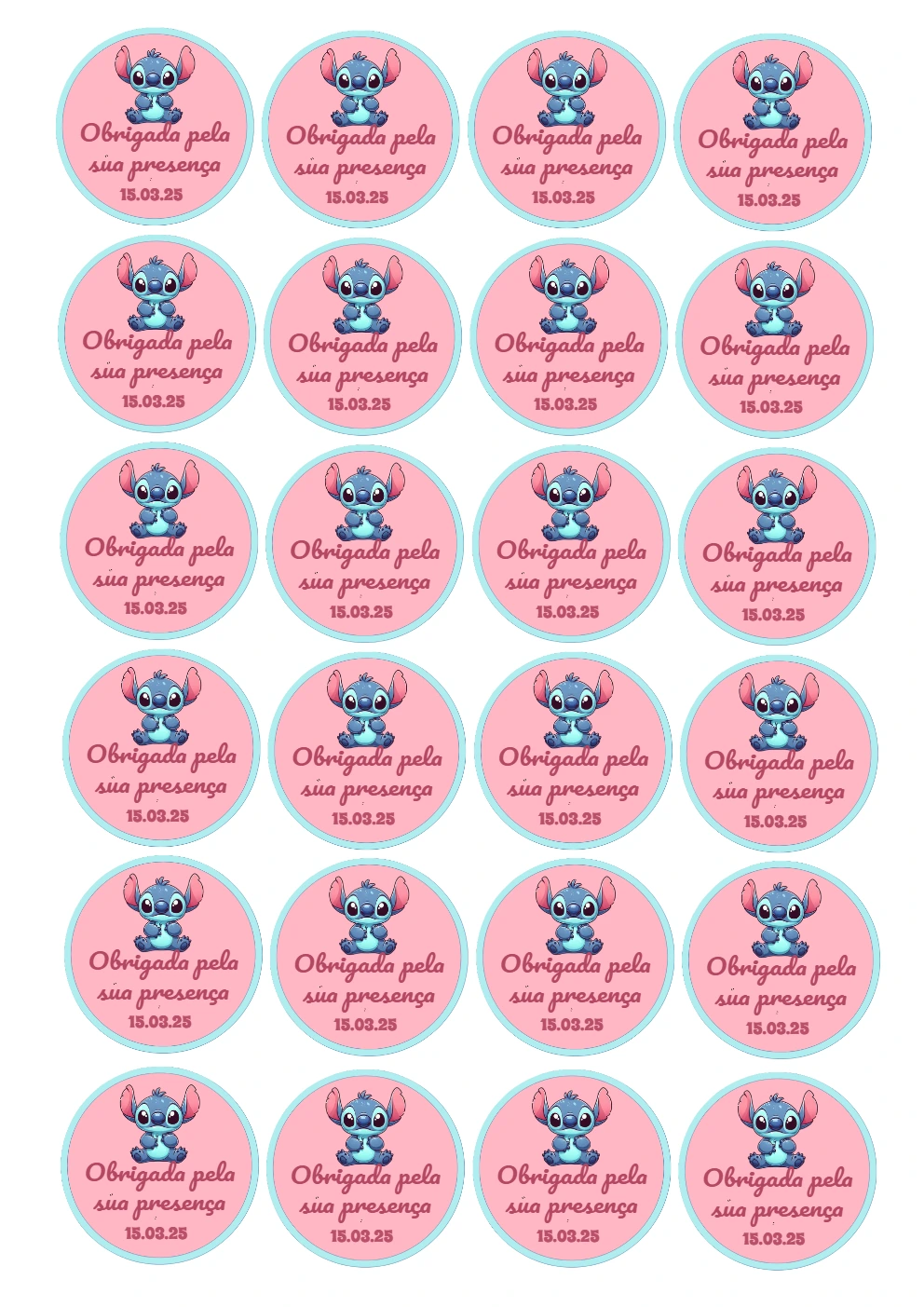 Tag de Aniversário Stitch para Editar e Imprimir