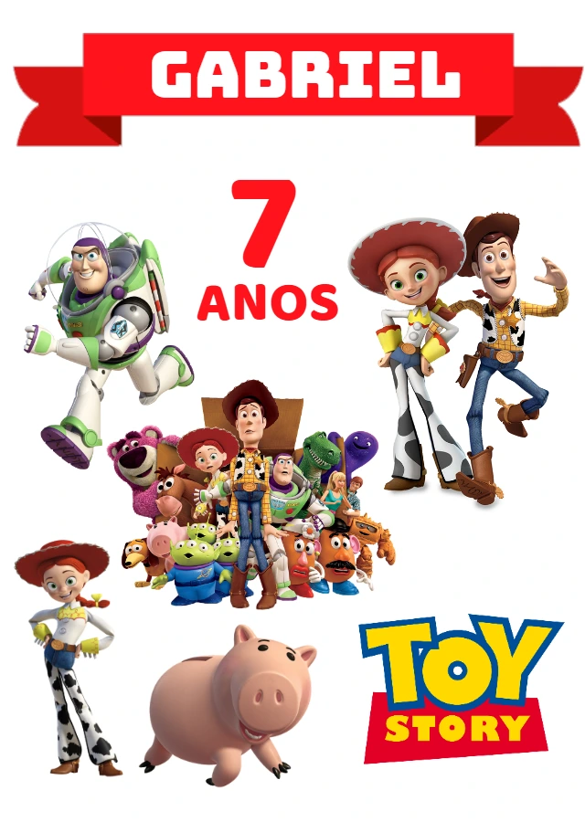 Topo de Bolo Toy Story com Personagens para Editar Online