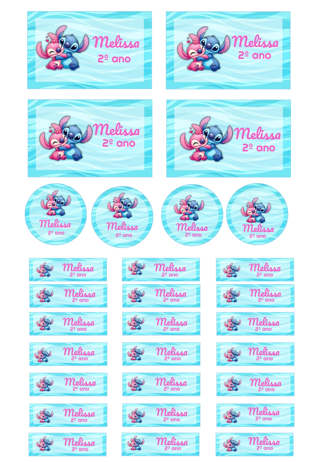 Kit Etiqueta Escolar Stitch Editável Online para Imprimir