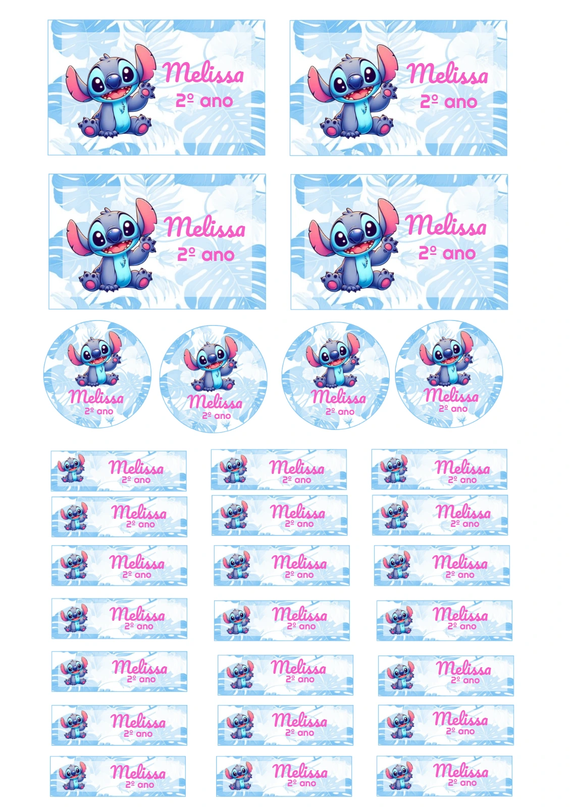 Kit Etiqueta Escolar Stitch para Editar e Imprimir