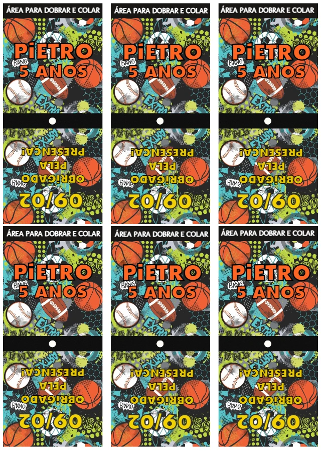 Capa para Pirulito Festa Esportes para Editar Online