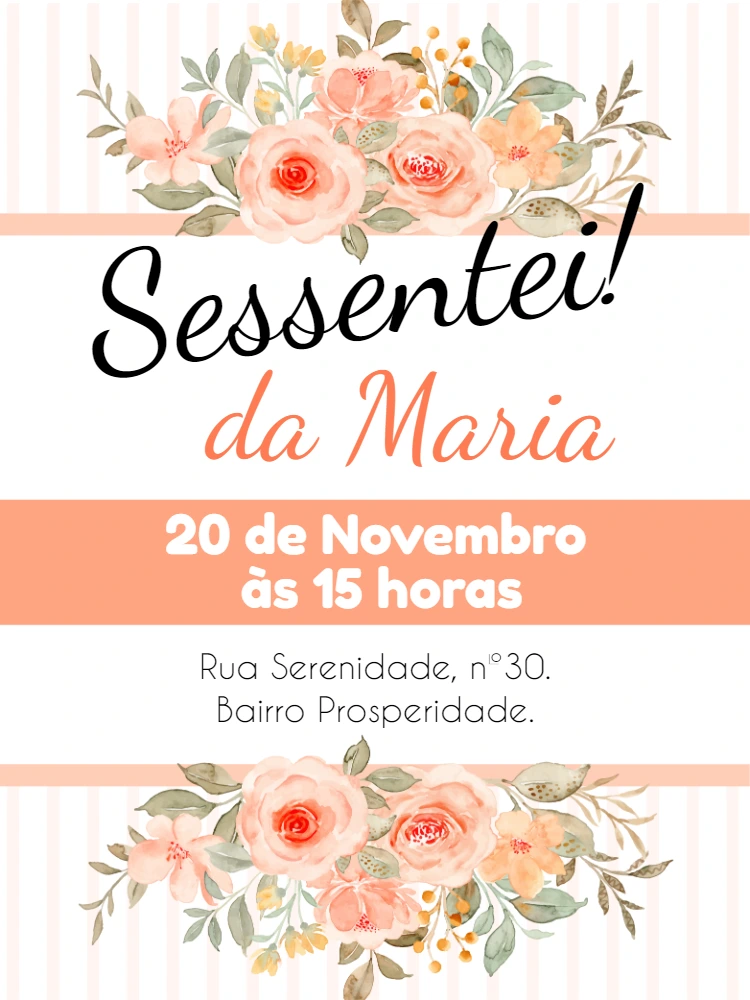 Convite de Aniversário Adulto Floral para Editar Online
