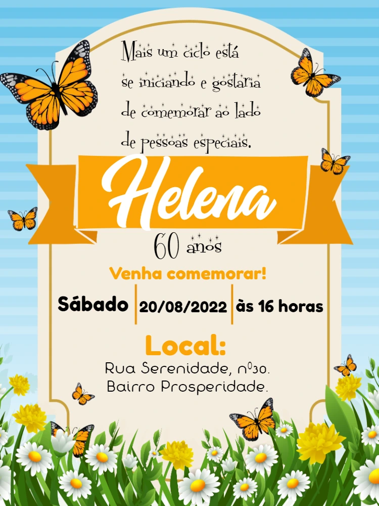 Convite Aniversário Jardim das Borboletas para Editar Online