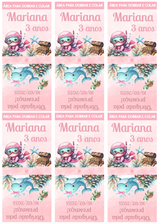 Capa para Pirulito Fundo do Mar Rosa para Editar Online