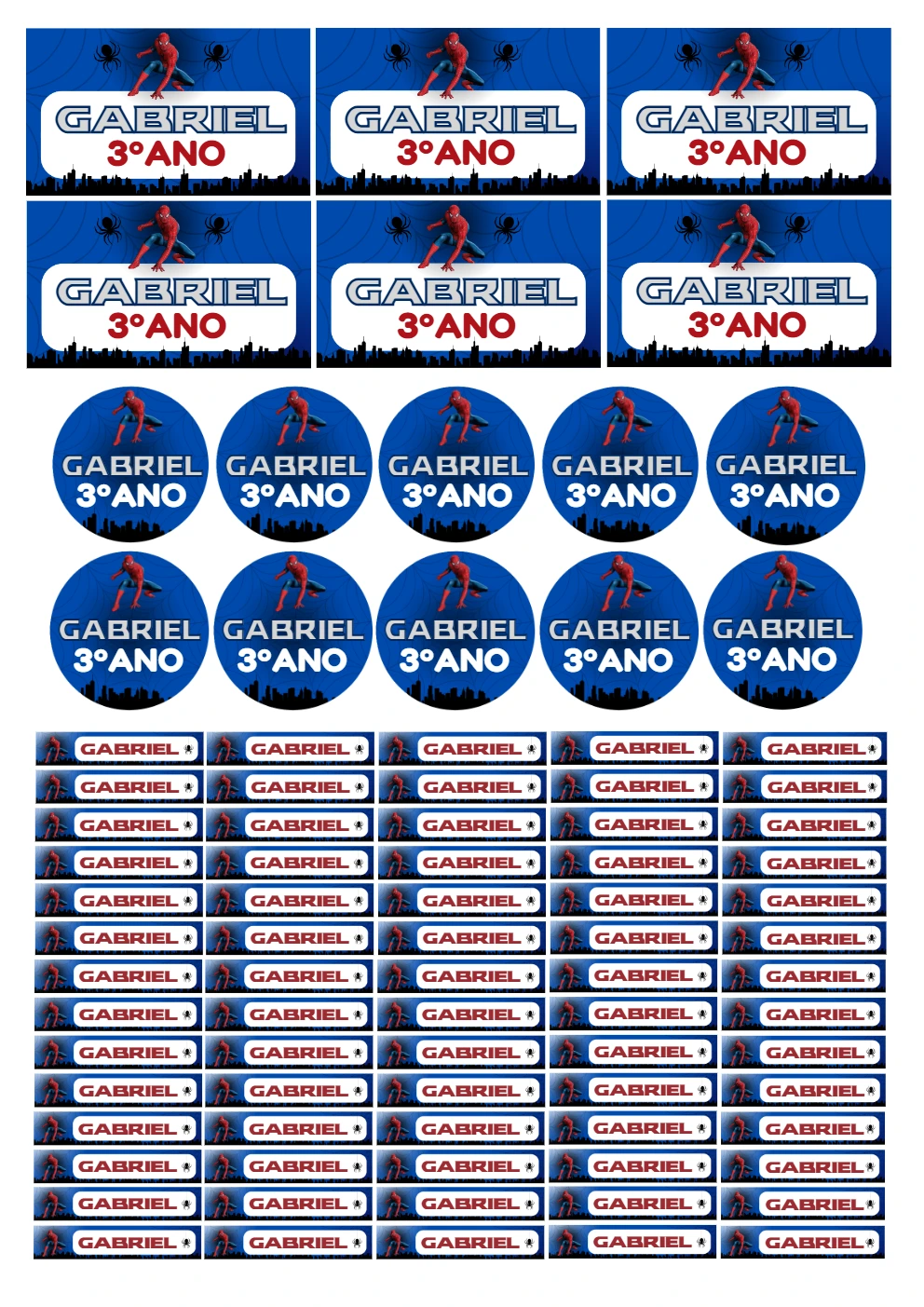 Kit de Etiquetas Escolares Homem Aranha para Editar Online