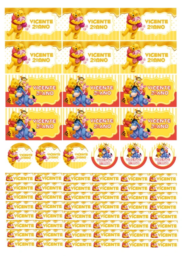 Kit Etiqueta Escolar Ursinho Pooh Editável Online