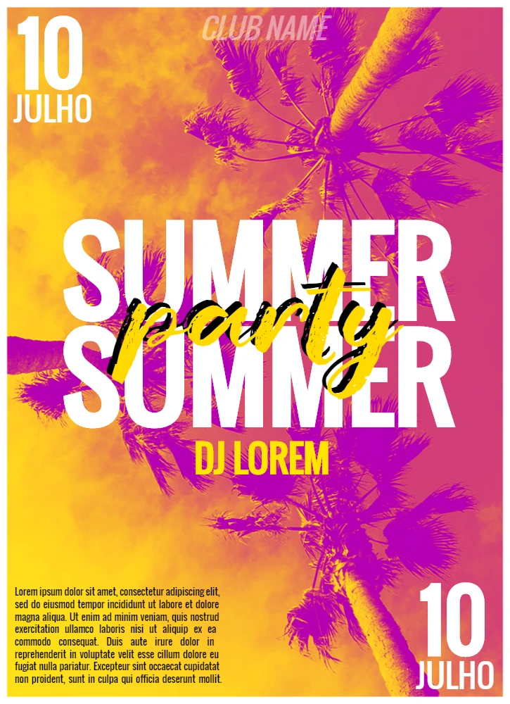 Convite Festa Summer Party Tropical para Editar Online