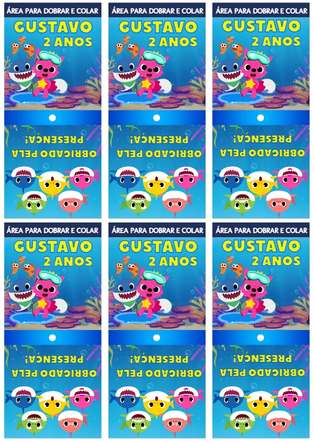 Capa para Pirulito Aniversário Baby Shark para Editar Online