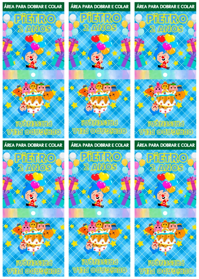 Capa para Pirulito Aniversário Palhaço Plim Plim para Editar