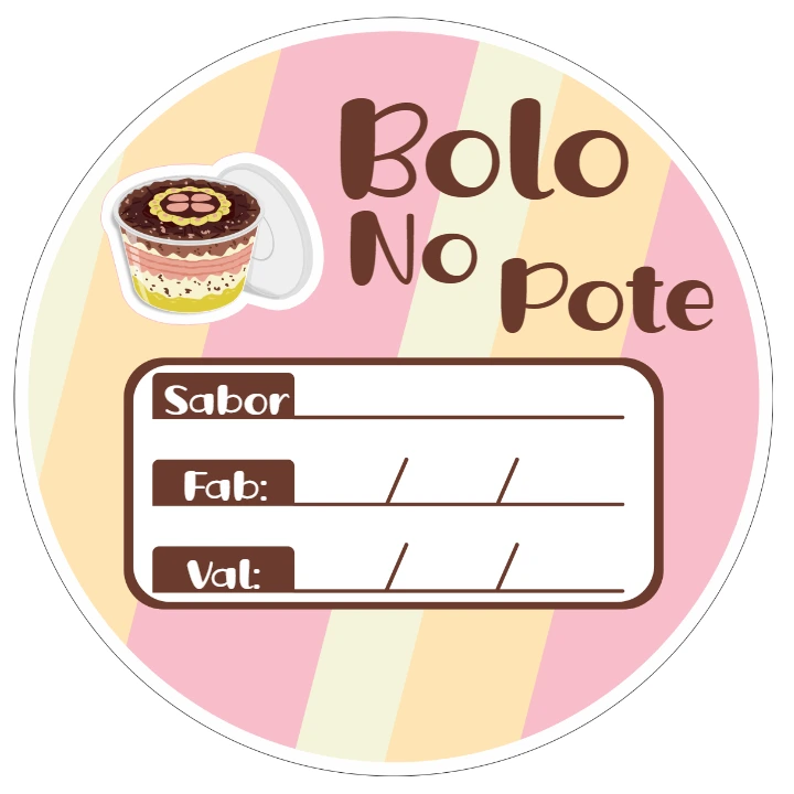Adesivo para Bolo no Pote Listrado para Editar e Imprimir