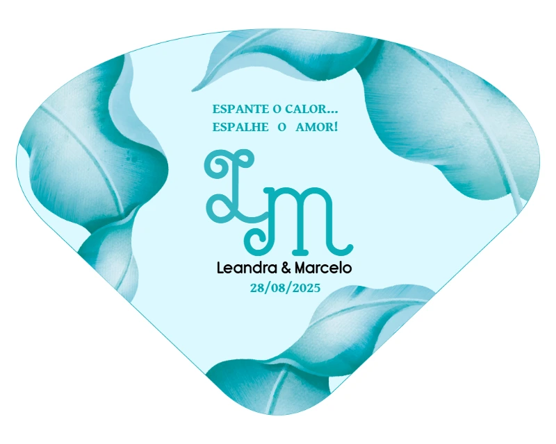 Leque Ventarola Casamento Folhagem para Editar Online