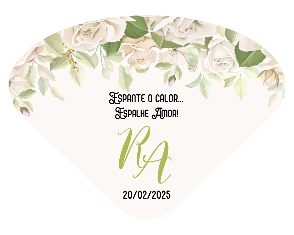 Leque Ventarola Casamento Floral para Editar e Imprimir