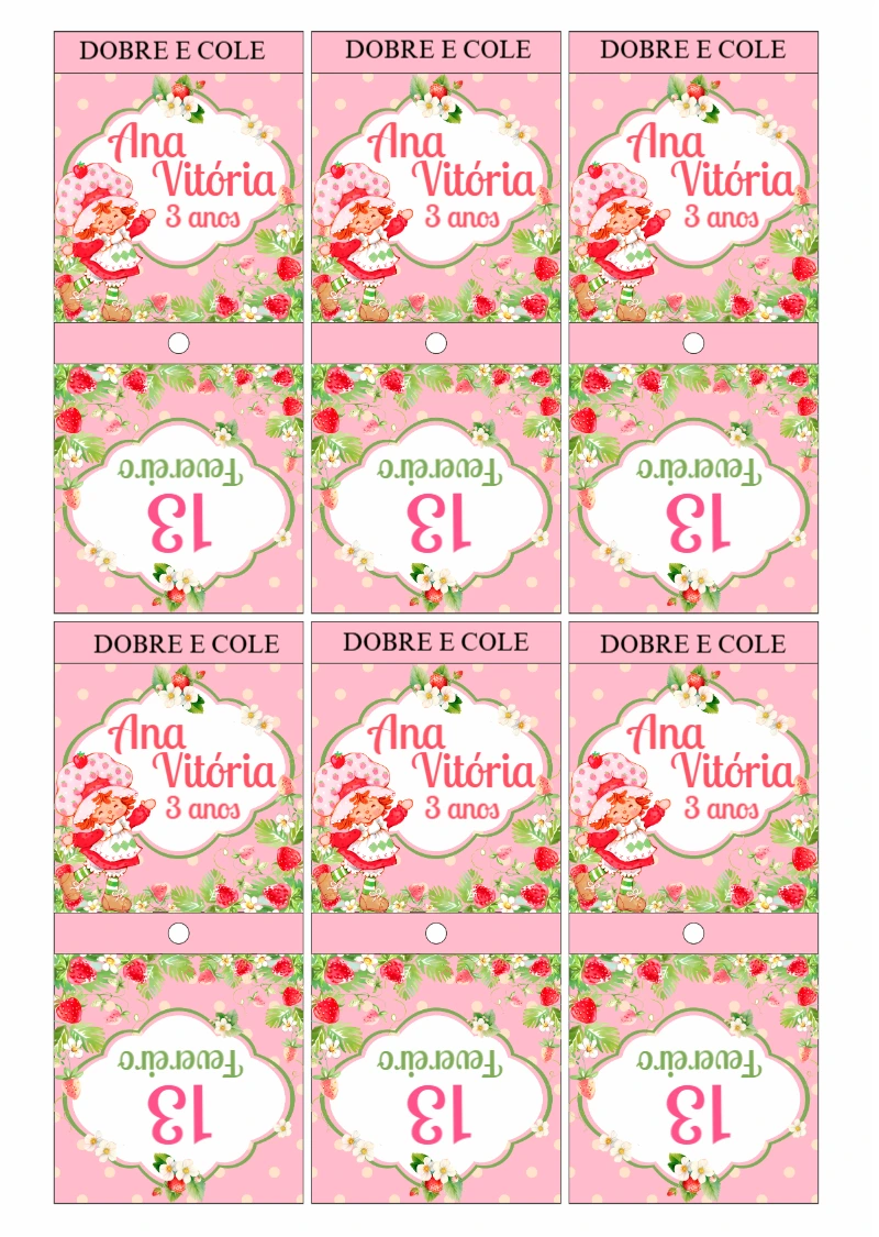 Etiqueta para Pirulito Moranguinho para Editar Online