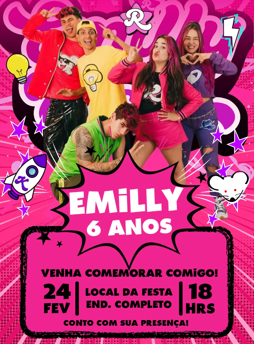 Convite Aniversário Emilly Vick para Editar Online