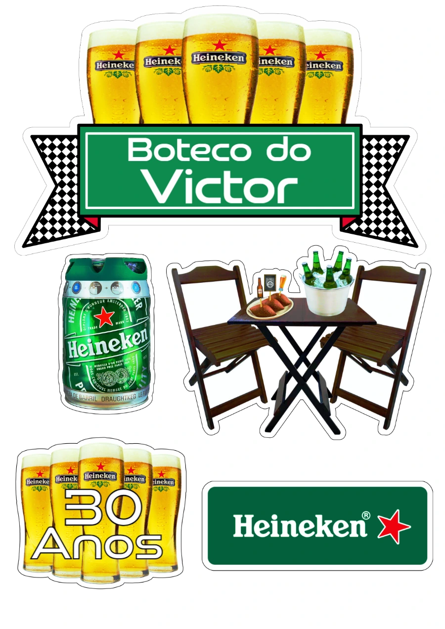 Topo de Bolo Tema Boteco Cerveja para Editar e Imprimir