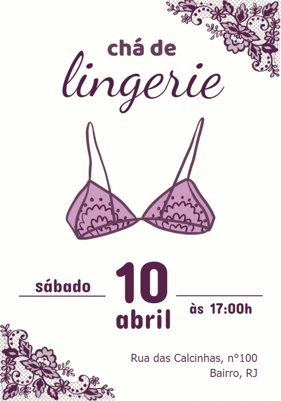 Convite de Chá de Lingerie Elegante para Editar Online