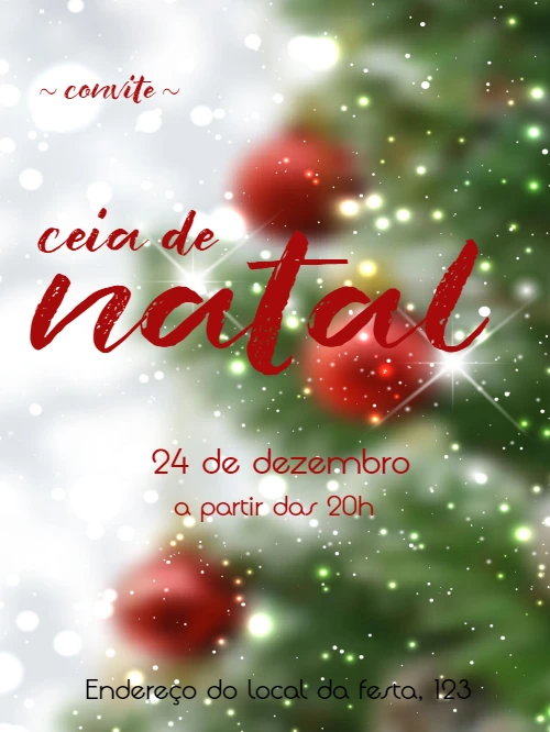 Convite de Natal Elegante com Brilhos para Editar Online