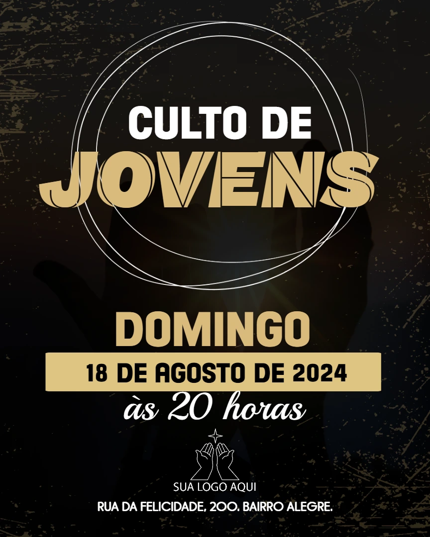 Convite para Culto de Jovens Moderno para Editar Online