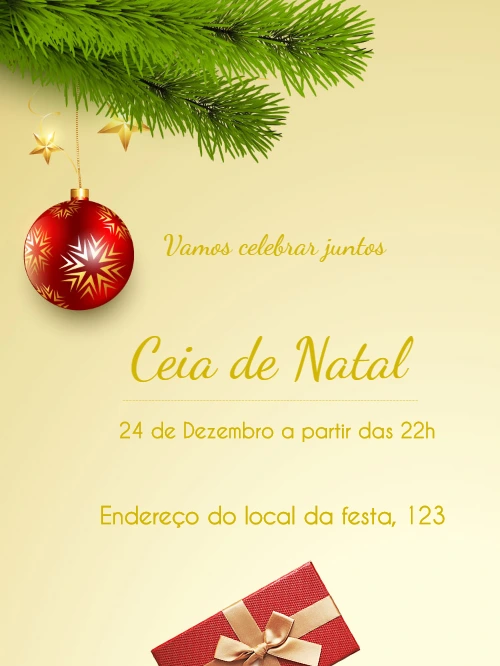 Convite para Ceia de Natal Elegante para Editar Online