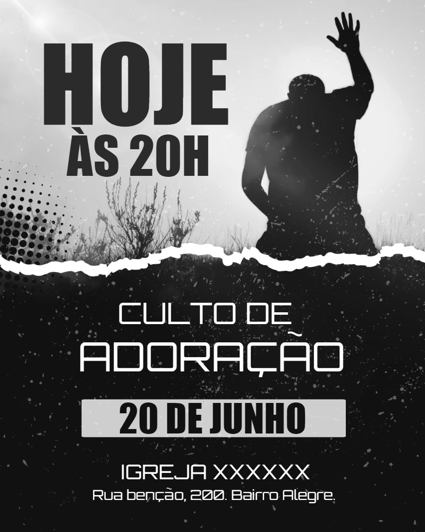 Flyer para Culto de Adoração e Eventos de Igreja Editável Online