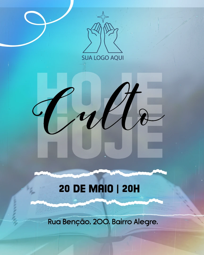 Arte para Culto de Igreja Editável Online para Divulgar