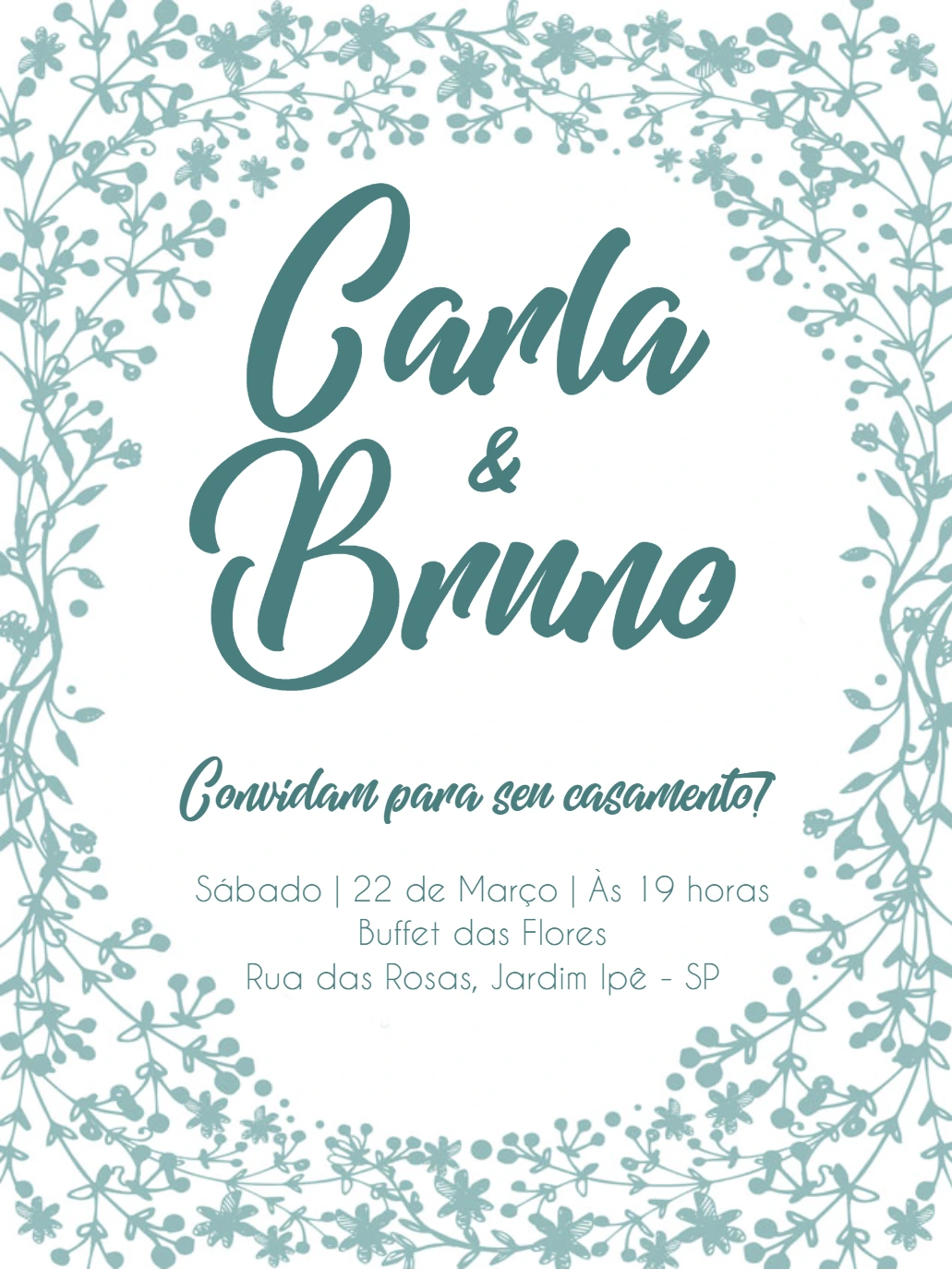 Convite de Casamento Folhagem Verde para Editar Online