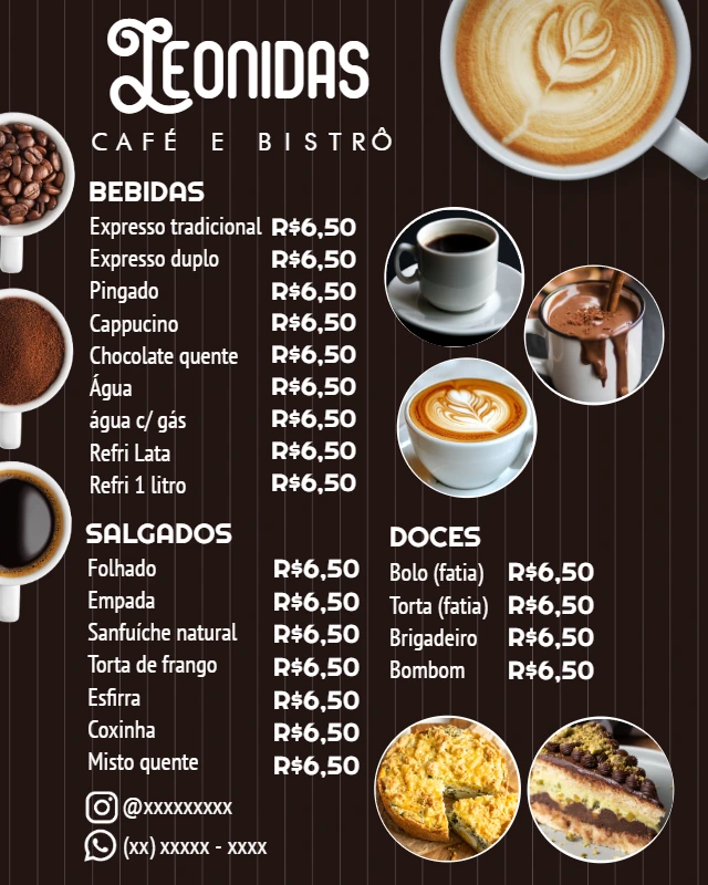 Cardápio de Cafeteria Moderno para Editar Online