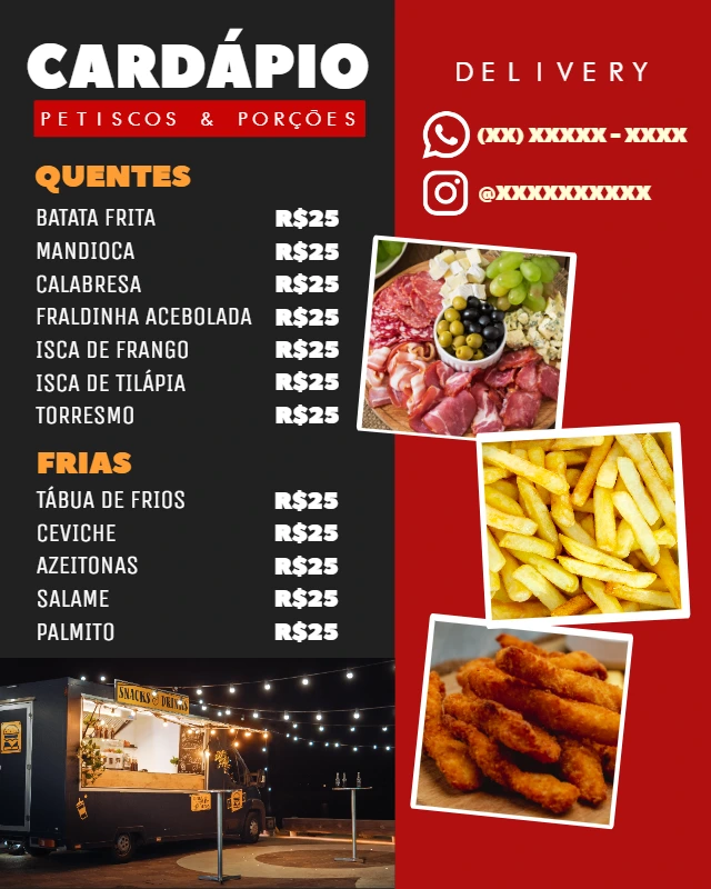 Modelo de Cardápio para Food Truck Editável Online