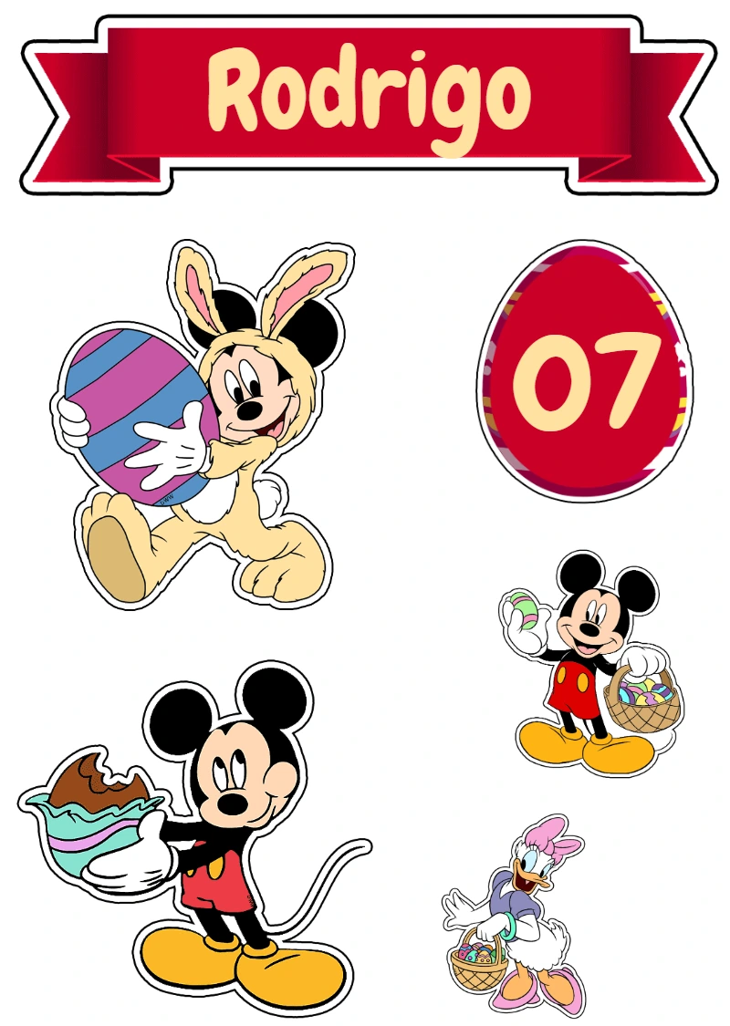 Topo de Bolo Páscoa do Mickey Mouse para Editar Online