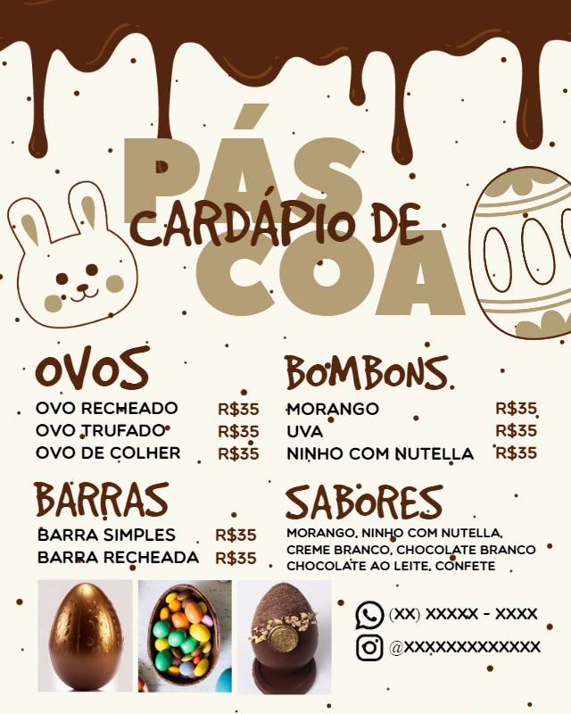 Cardápio de Páscoa Editável com Fotos para Divulgar