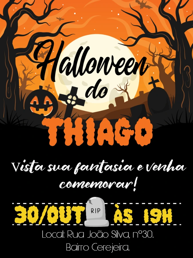 Convite Aniversário Halloween Assustador para Editar Online