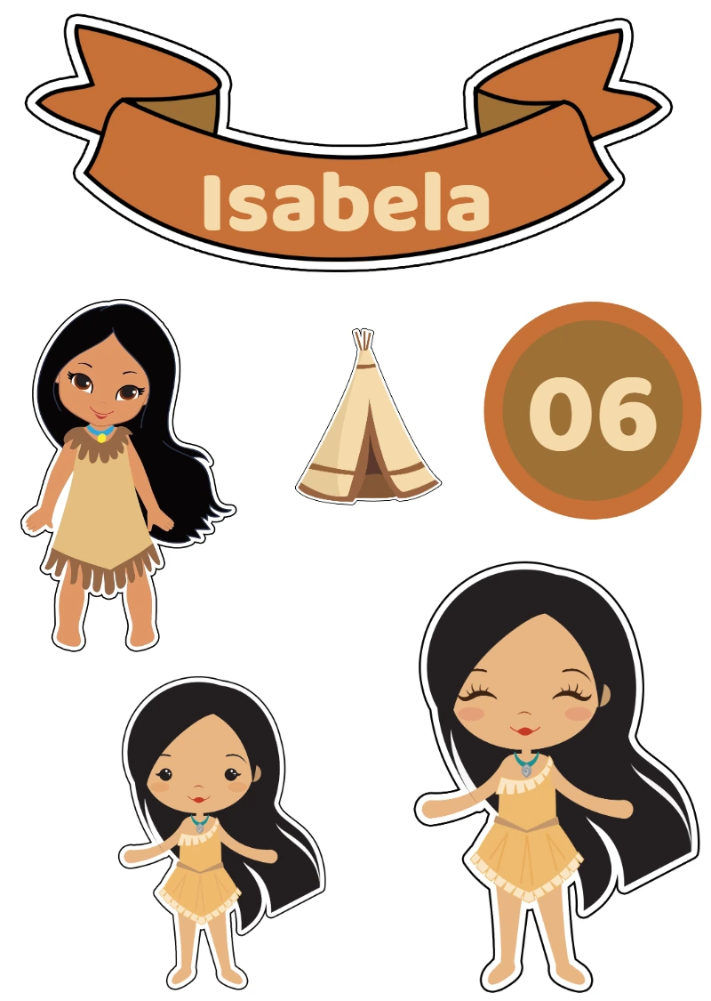 Topo de Bolo Tema Indígena para Editar e Imprimir