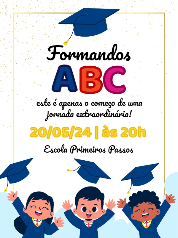 Convite de Formatura Infantil ABC para Editar e Imprimir