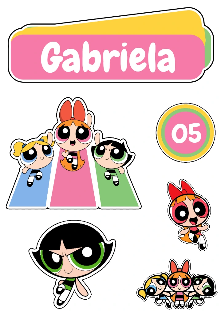 Topo de Bolo Meninas Super Poderosas para Editar Online
