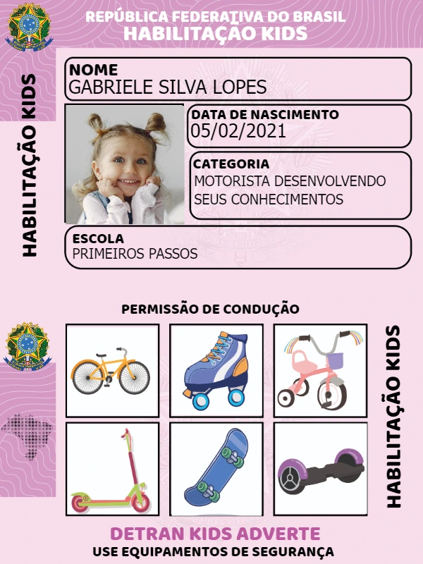 Habilitação Kids Menina com Foto para Editar Online