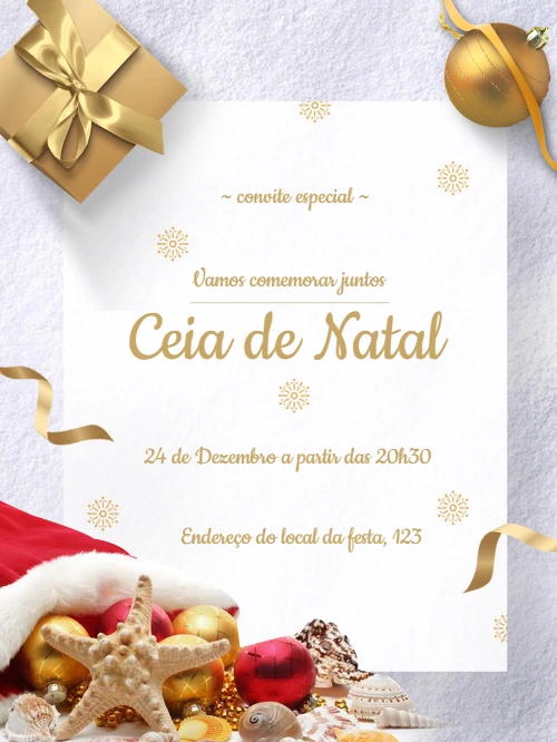 Convite Ceia de Natal Tropical para Editar Online