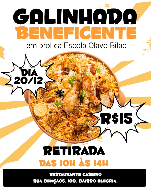 Cartaz para Galinhada Beneficente para Editar Online